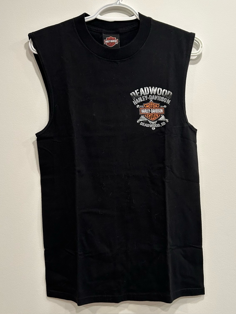 Harley-Davidson Black Deadwood Sleeveless Muscle Tee with Orange Logo
